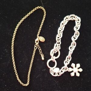 Cookie Lee Silver Charm Bracelet And Dainty Gold Anklet